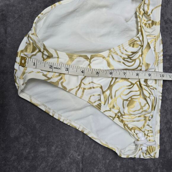 Spiegel White w. Gold Floral Design 2 Piece Strapless Bikini Swim Suit Set - Picture 9 of 10